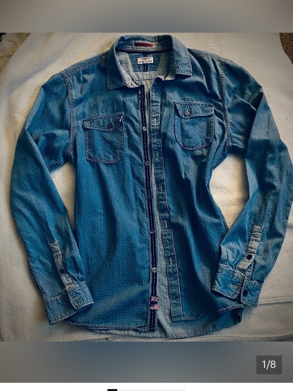 Cotton Blue Denim Shirt, Can be worn by either a Women or Man. Size L - Picture 2 of 8
